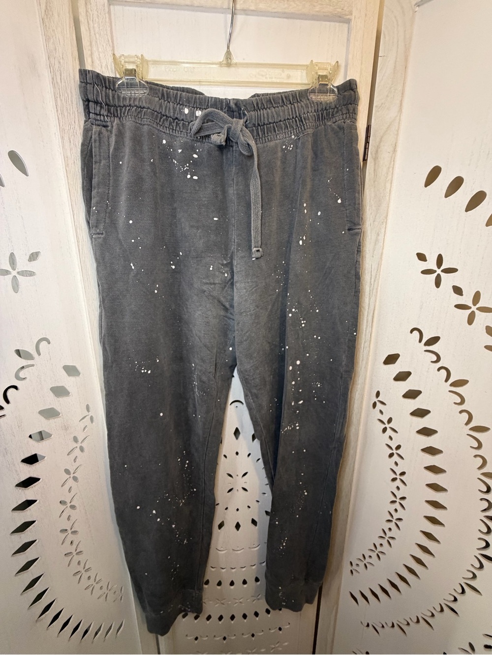 Organic Cotton Gray Paint-Splatter Women’s Jogger Pants